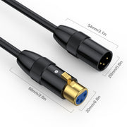 JUNSUNMAY XLR Male to Female Mic Cord 3 Pin Audio Cable Balanced Shielded Cable, Length:3m