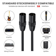 JUNSUNMAY XLR Male to Male Mic Cord 3 Pin Audio Cable Balanced Shielded Cable, Length:1m