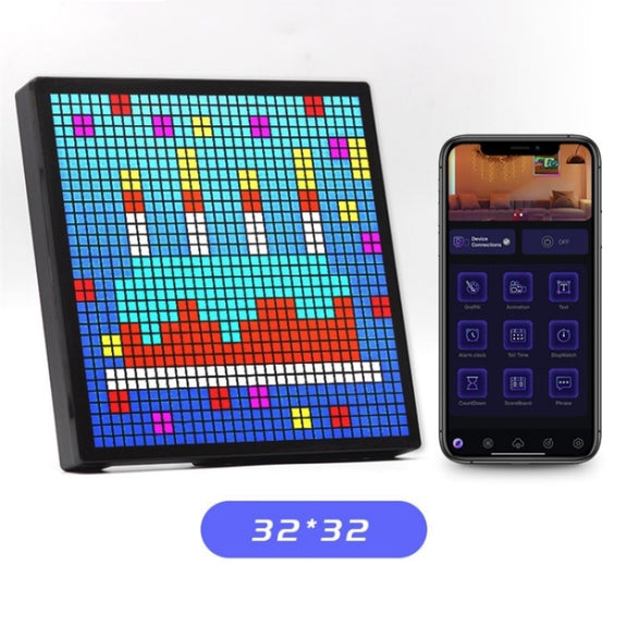 ID32 Advertising Desktop Dynamic Alarm Clock Pixel Screen Display IDM Art Cyberpunk Style Cartoon Screen