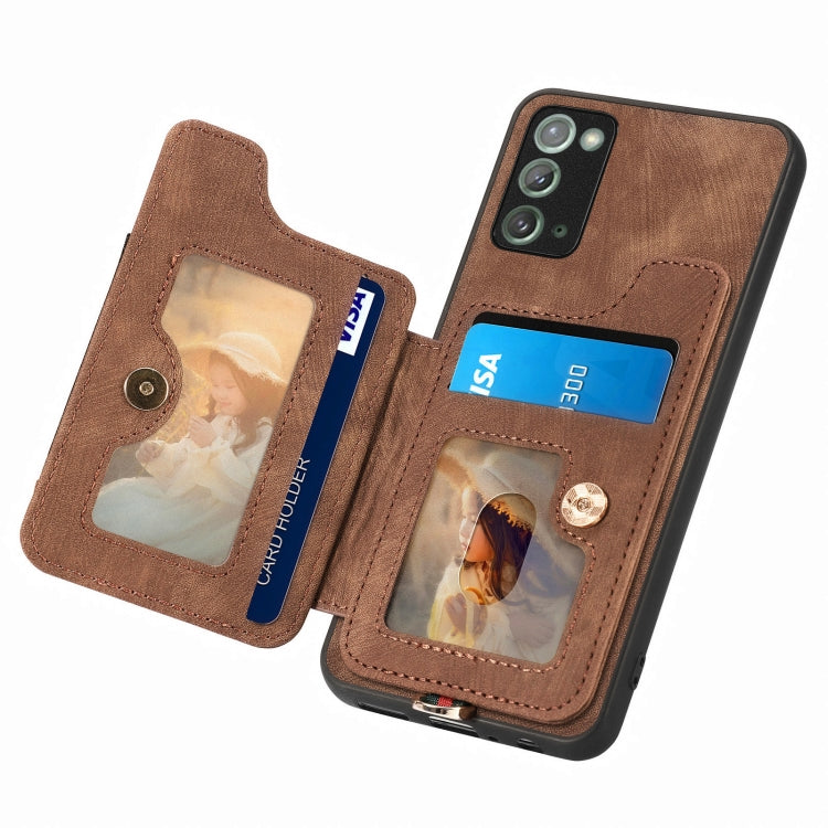 For Samsung Galaxy Note20  Ultra Retro Skin-feel Ring multi-card Wallet Phone Case(Brown)