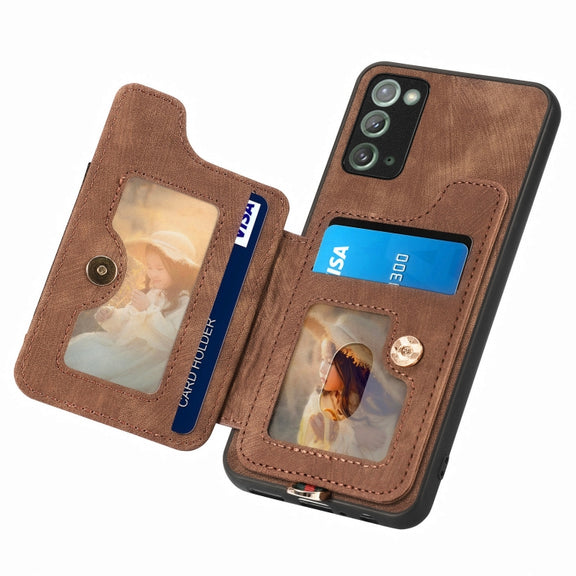 For Samsung Galaxy Note20  Ultra Retro Skin-feel Ring multi-card Wallet Phone Case(Brown)