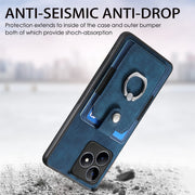 For Realme C53 4G Retro Skin-feel Ring Multi-card Wallet Phone Case(Blue)