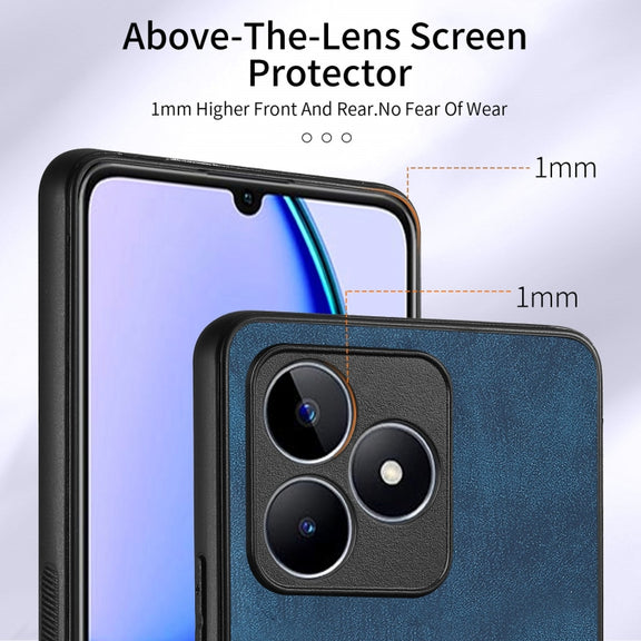 For Realme C53 4G Retro Skin-feel Ring Multi-card Wallet Phone Case(Blue)