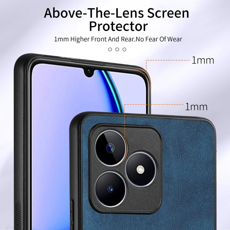 For Realme C53 4G Retro Skin-feel Ring Multi-card Wallet Phone Case(Blue)