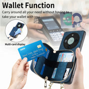 For Huawei Mate 60 Pro Crossbody Multi-function Zipper Wallet Phone Case(Blue)