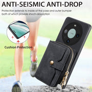 For Huawei Mate 60 Pro Crossbody Multi-function Zipper Wallet Phone Case(Black)