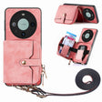 For Huawei Mate 60 Pro Crossbody Multi-function Zipper Wallet Phone Case(Pink) - Huawei Cases by PMC TechLife | Online Shopping South Africa | PMC TechLife | Buy Now Pay Later Mobicred