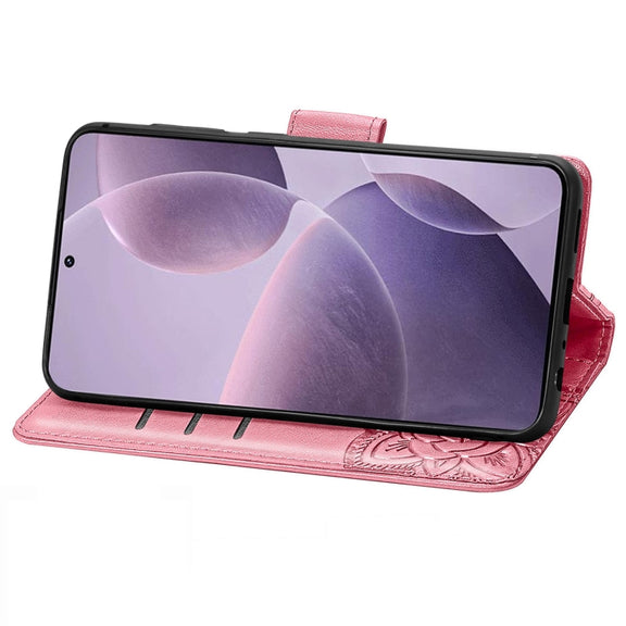 For Xiaomi Redmi K70 Butterfly Love Flower Embossed Leather Phone Case(Pink)