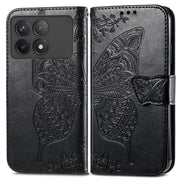 For Xiaomi Redmi K70 Butterfly Love Flower Embossed Leather Phone Case(Black)