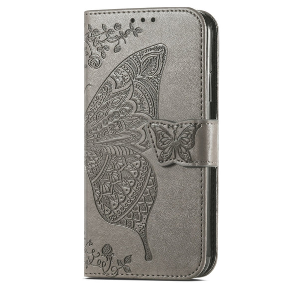 For Xiaomi Redmi K70 Butterfly Love Flower Embossed Leather Phone Case(Grey)
