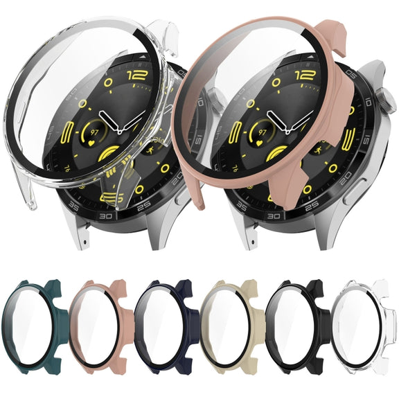 For Huawei Watch GT 4 46mm PC + Tempered Film Integrated Watch Protective Case(Ivory White)