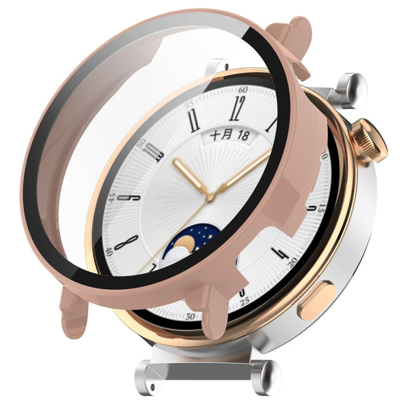 For Huawei Watch GT 4 41mm PC + Tempered Film Integrated Watch Protective Case(Pink)
