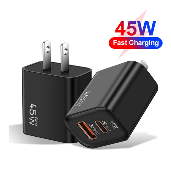 45PQ 45W PD25W + QC3.0 20W USB Fully Compatible Super Fast Charger, US Plug(Yellow)