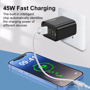45PQ 45W PD25W + QC3.0 20W USB Fully Compatible Super Fast Charger, US Plug(Yellow)