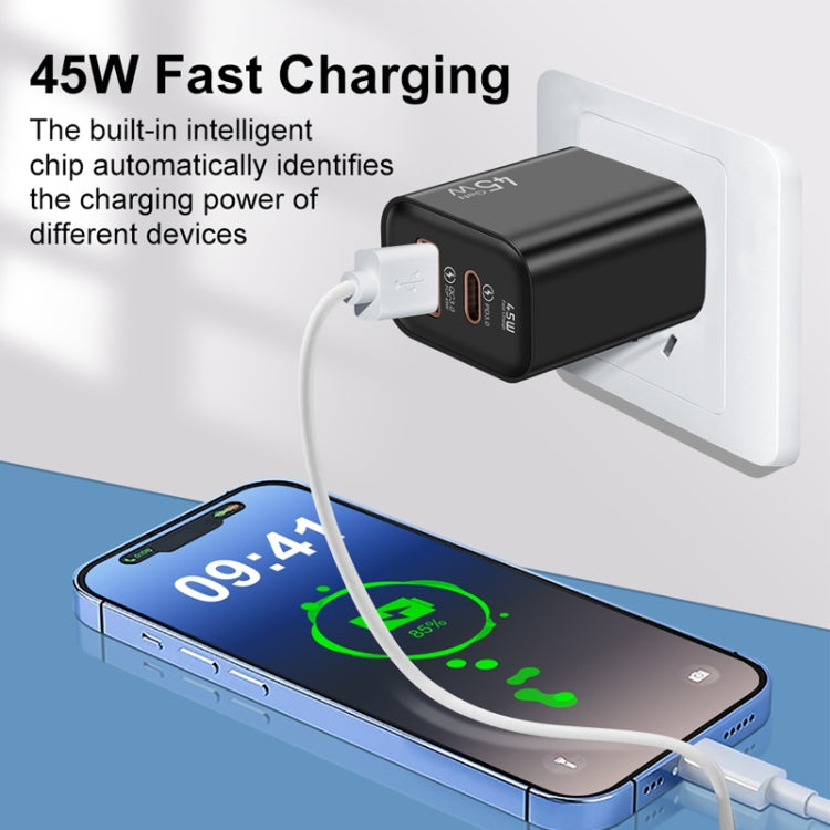 45PQ 45W PD25W + QC3.0 20W USB Fully Compatible Super Fast Charger, US Plug(Yellow)
