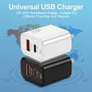 45PQ 45W PD25W + QC3.0 20W USB Fully Compatible Super Fast Charger, US Plug(Yellow)