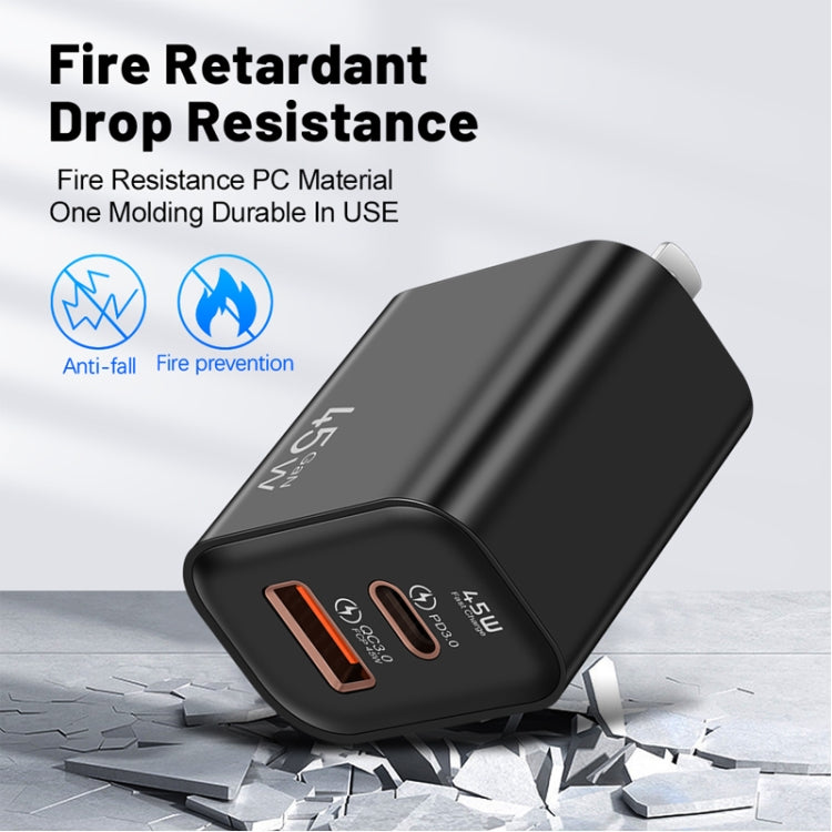 45PQ 45W PD25W + QC3.0 20W USB Fully Compatible Super Fast Charger, US Plug(Yellow)