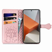 For Xiaomi Redmi Note 13 Pro+ Cat and Dog Embossed Leather Phone Case(Rose Gold)