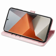 For Xiaomi Redmi Note 13 Pro+ Cat and Dog Embossed Leather Phone Case(Rose Gold)