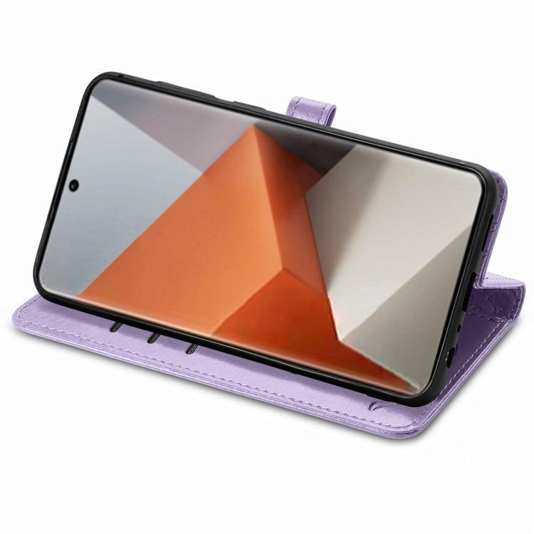 For Xiaomi Redmi Note 13 Pro+ Cat and Dog Embossed Leather Phone Case(Purple)