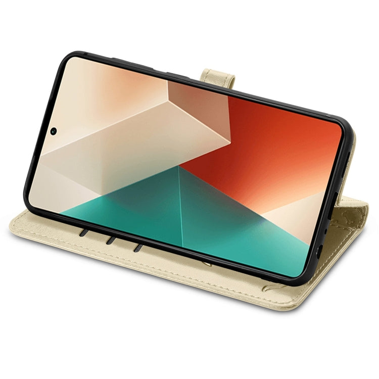 For Xiaomi Redmi Note 13 Pro Cat and Dog Embossed Leather Phone Case(Gold)