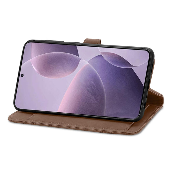For Xiaomi Redmi K70 Embossed Flower Zipper Leather Phone Case(Brown)