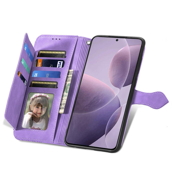 For Xiaomi Redmi K70 Embossed Flower Zipper Leather Phone Case(Purple)