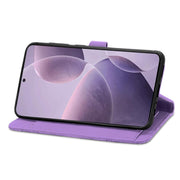 For Xiaomi Redmi K70 Embossed Flower Zipper Leather Phone Case(Purple)