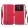For Xiaomi Redmi K70 Embossed Flower Zipper Leather Phone Case(Red) - K70 Cases by PMC Jewellery | Online Shopping South Africa | PMC Jewellery | Buy Now Pay Later Mobicred