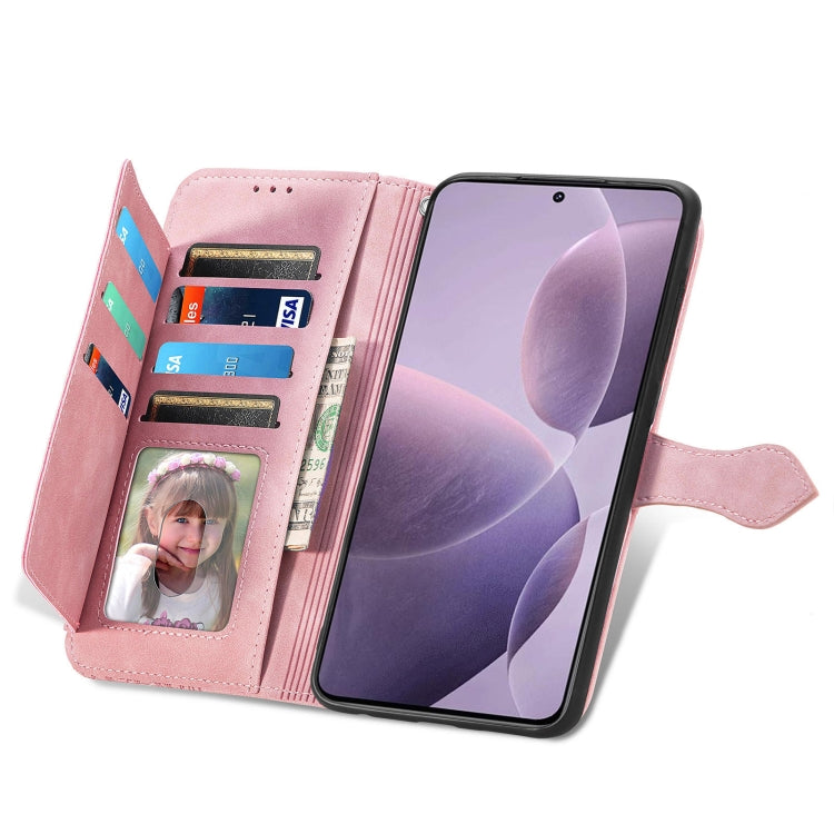 For Xiaomi Redmi K70 Embossed Flower Zipper Leather Phone Case(Pink)