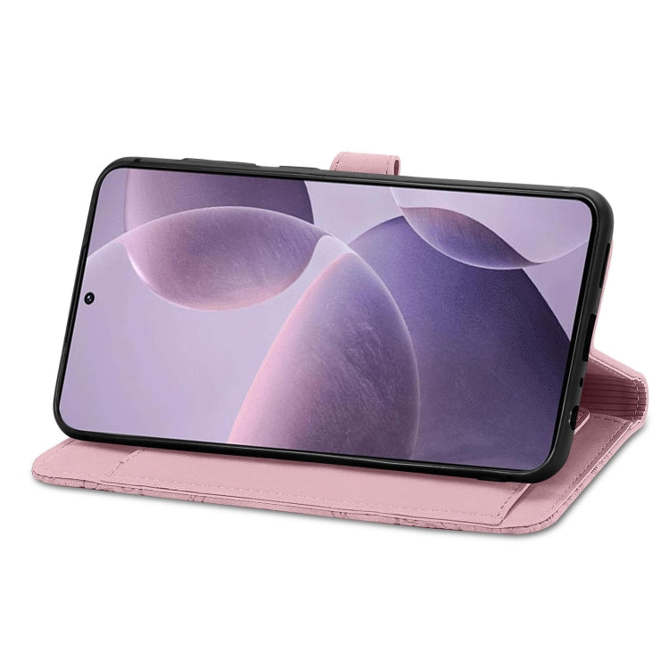 For Xiaomi Redmi K70 Embossed Flower Zipper Leather Phone Case(Pink)