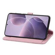 For Xiaomi Redmi K70 Embossed Flower Zipper Leather Phone Case(Pink)