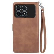 For Xiaomi Redmi K70 Pro Embossed Flower Zipper Leather Phone Case(Brown)