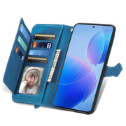 For Xiaomi Redmi K70 Pro Embossed Flower Zipper Leather Phone Case(Blue)
