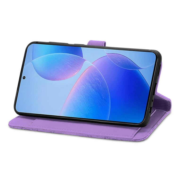 For Xiaomi Redmi K70 Pro Embossed Flower Zipper Leather Phone Case(Purple)