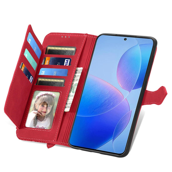 For Xiaomi Redmi K70 Pro Embossed Flower Zipper Leather Phone Case(Red)