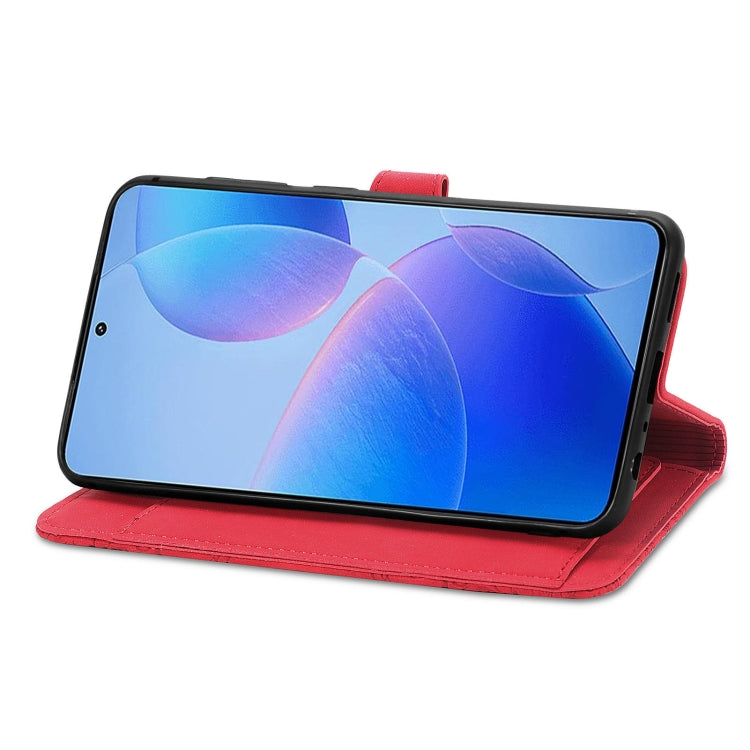 For Xiaomi Redmi K70 Pro Embossed Flower Zipper Leather Phone Case(Red)