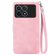 For Xiaomi Redmi K70 Pro Embossed Flower Zipper Leather Phone Case(Pink)
