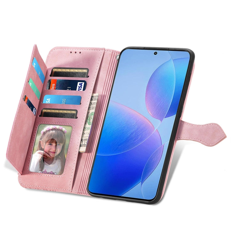 For Xiaomi Redmi K70 Pro Embossed Flower Zipper Leather Phone Case(Pink)