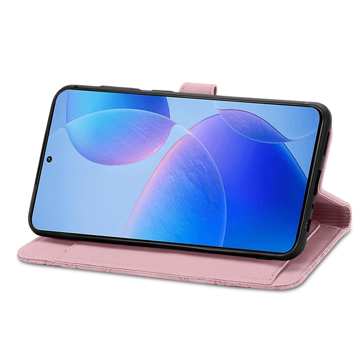 For Xiaomi Redmi K70 Pro Embossed Flower Zipper Leather Phone Case(Pink)