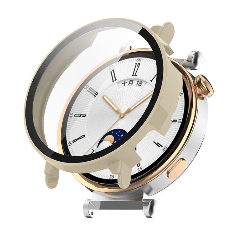 For Huawei Watch GT 4 41mm ENKAY Hat-Prince Full Coverage PC + Tempered Film Integrated Watch Protective Case(Ivory White)