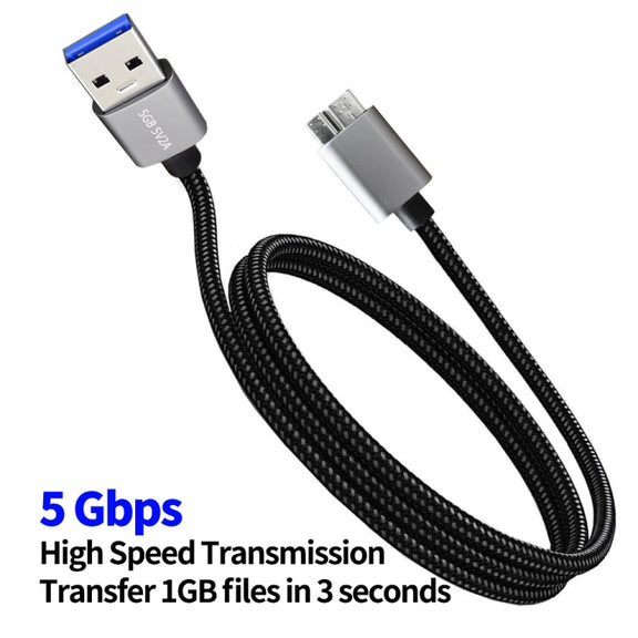 JUNSUNMAY USB 3.0 Male to Micro-B Cord Cable Compatible with Samsung Camera Hard Drive, Length:2m