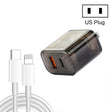 45PQ 45W PD25W + QC3.0 20W USB Super Fast Charger with Type-C to 8 Pin Cable, US Plug(Transparent Gray) - USB Charger by PMC TechLife | Online Shopping South Africa | PMC TechLife | Buy Now Pay Later Mobicred