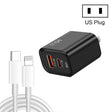 45PQ 45W PD25W + QC3.0 20W USB Super Fast Charger with Type-C to 8 Pin Cable, US Plug(Black) - free shipping - PMC TechLife - Order now!