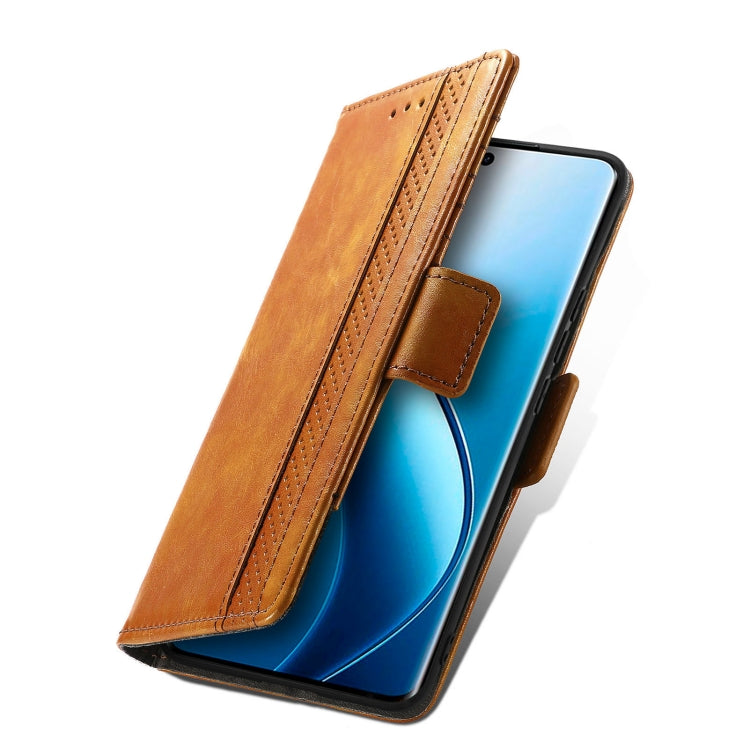 For Realme 12 Pro CaseNeo Splicing Dual Magnetic Buckle Leather Phone Case(Khaki)