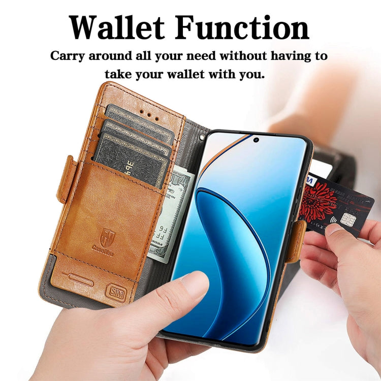 For Realme 12 Pro CaseNeo Splicing Dual Magnetic Buckle Leather Phone Case(Khaki)