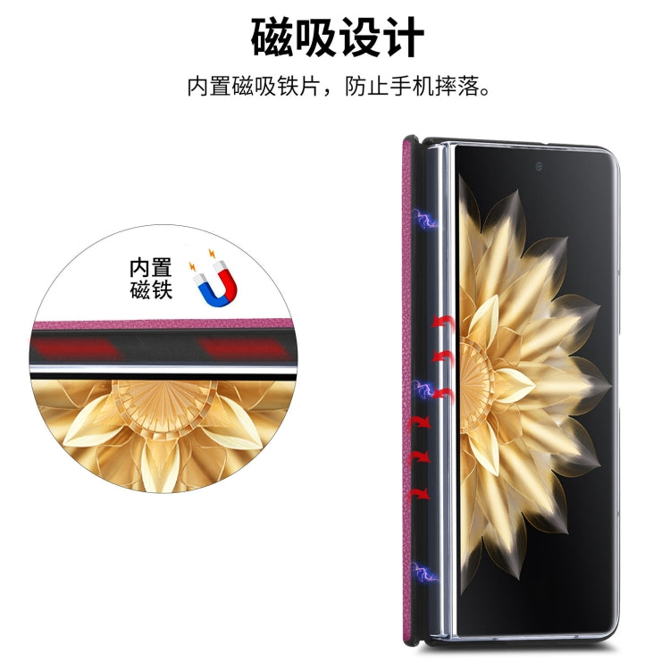 For Honor Magic V2 Litchi Magnetic Hinge Shockproof Phone Case(Rose)