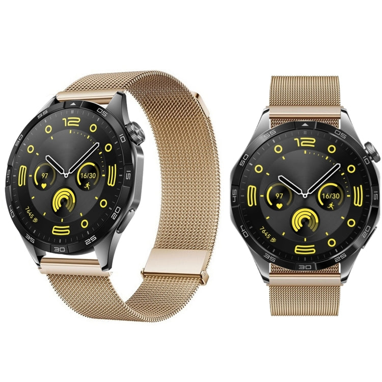 For Huawei Watch GT 4 46mm Milan Daul Magnetic Steel Mesh Watch Band(Rose Gold)
