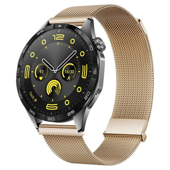 For Huawei Watch GT 4 46mm Milan Daul Magnetic Steel Mesh Watch Band(Rose Gold)