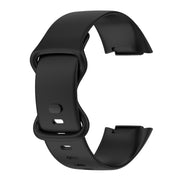 For Fitbit Charge 6 Solid Color Butterfly Buckle Silicone Watch Band, Size:L Size(Black)